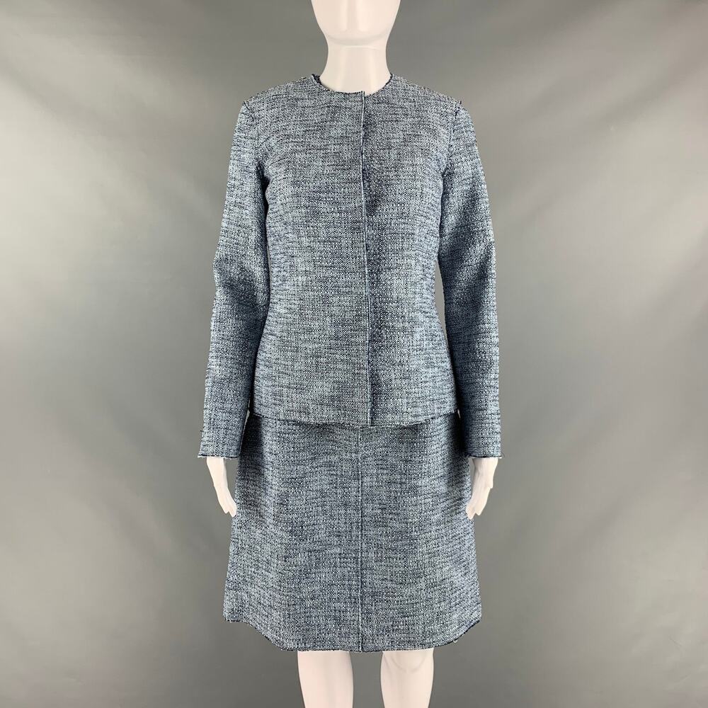 ST. JOHN Size S Blue Navy Cotton Blend Sleeveless Below Knee Outfits
